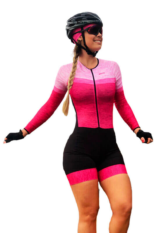 NAIRA E VANESSA Macaquinho Ciclismo Mescla Rosa