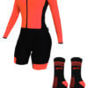 Conjunto Ciclismo Feminino Solid_Romã